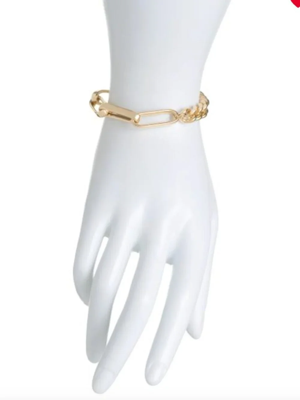 Milor Gold Plated 925 Sterling Silver Chain Link Bracelet Italy 7.5in long